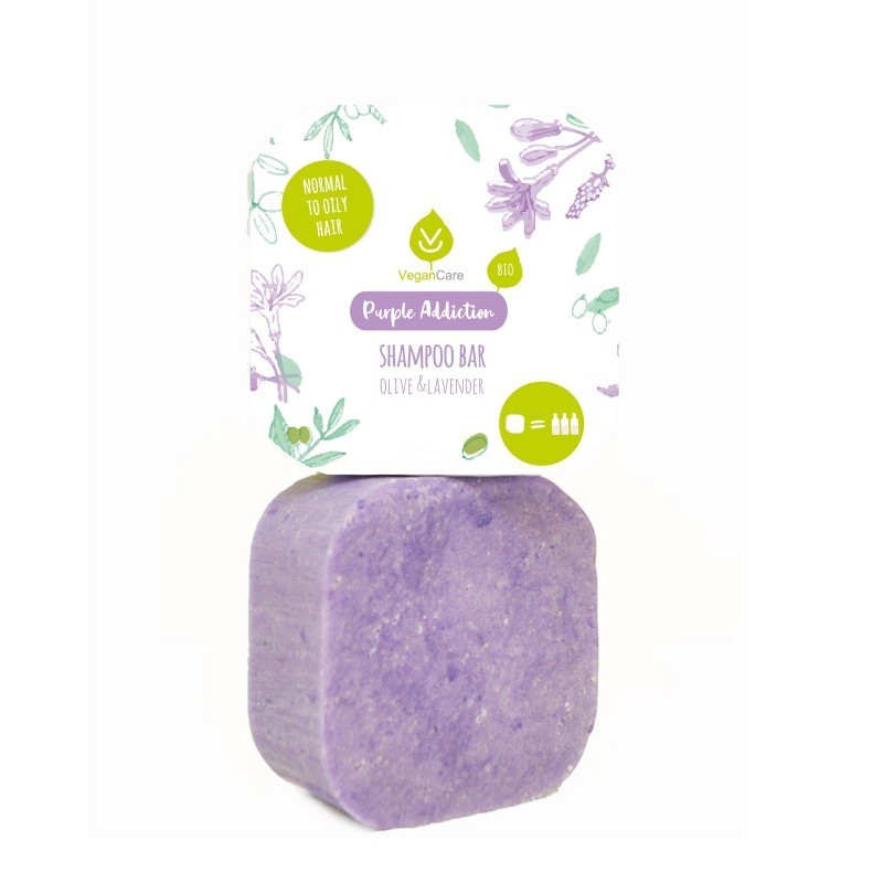 VeganCare - 85g Solid Shampoo, Purple Addiction - Olive & Lavender