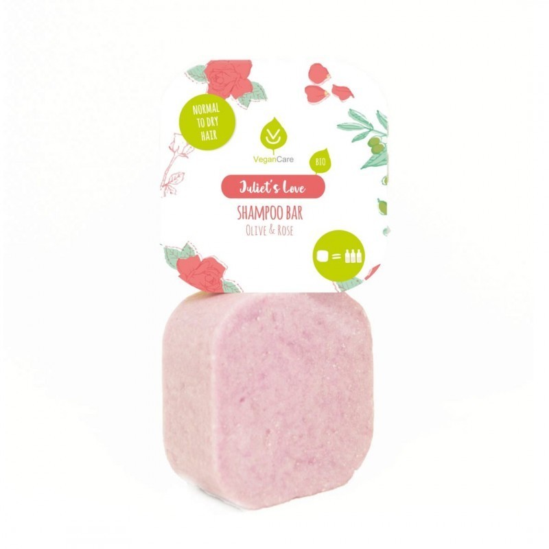 VeganCare - 85g Solid Shampoo, Juliet's Love - Olive & Rose