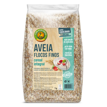 Copos de Avena Integral Fina 1kg - CemPorcento